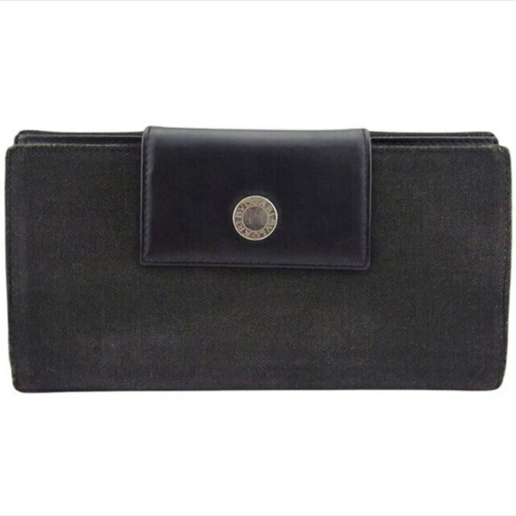 BVLGARI triple fold wallet Logo mania x canvas x leather Authentic USED - Picture 3 of 10